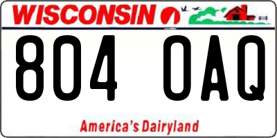 WI license plate 804OAQ