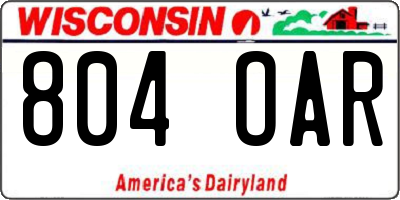 WI license plate 804OAR