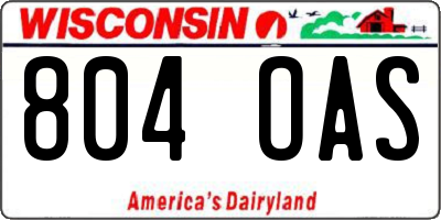 WI license plate 804OAS
