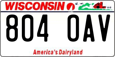 WI license plate 804OAV