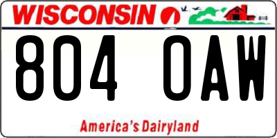 WI license plate 804OAW