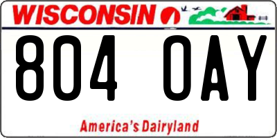 WI license plate 804OAY