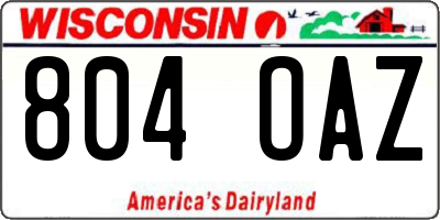 WI license plate 804OAZ