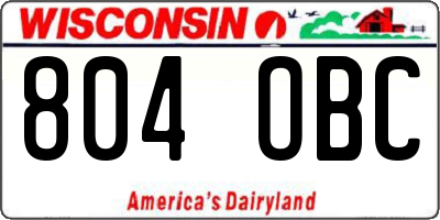 WI license plate 804OBC