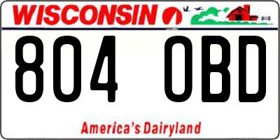 WI license plate 804OBD