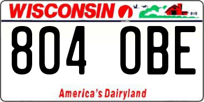 WI license plate 804OBE