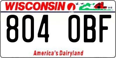 WI license plate 804OBF