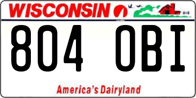 WI license plate 804OBI