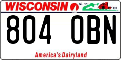 WI license plate 804OBN