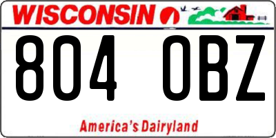 WI license plate 804OBZ