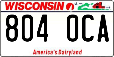 WI license plate 804OCA