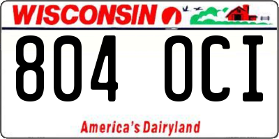 WI license plate 804OCI