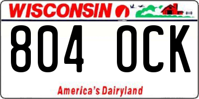 WI license plate 804OCK