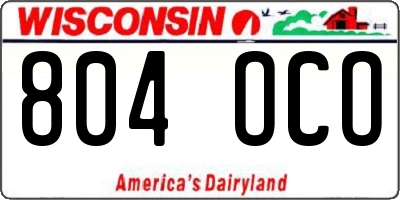 WI license plate 804OCO