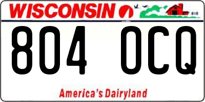 WI license plate 804OCQ