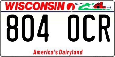 WI license plate 804OCR