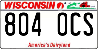 WI license plate 804OCS