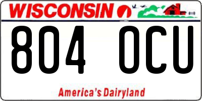 WI license plate 804OCU