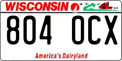 WI license plate 804OCX