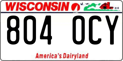 WI license plate 804OCY