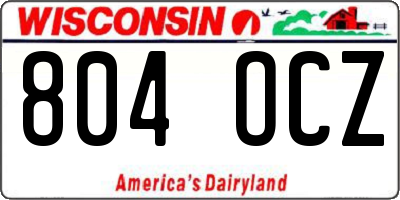 WI license plate 804OCZ