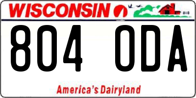 WI license plate 804ODA