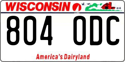 WI license plate 804ODC