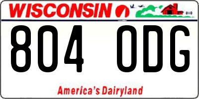 WI license plate 804ODG