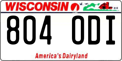 WI license plate 804ODI