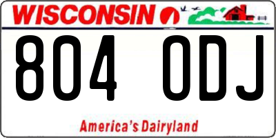 WI license plate 804ODJ