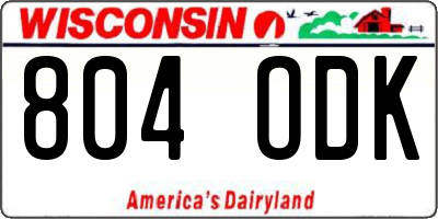 WI license plate 804ODK