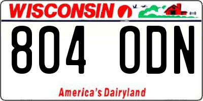 WI license plate 804ODN