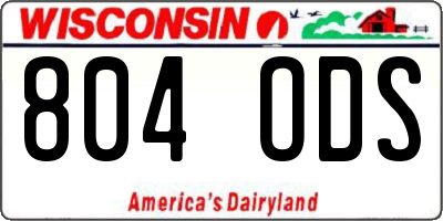 WI license plate 804ODS