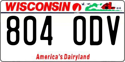 WI license plate 804ODV