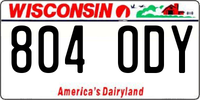 WI license plate 804ODY