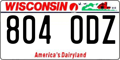 WI license plate 804ODZ