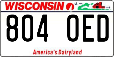 WI license plate 804OED
