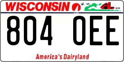 WI license plate 804OEE