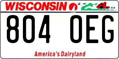 WI license plate 804OEG