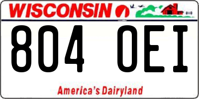 WI license plate 804OEI