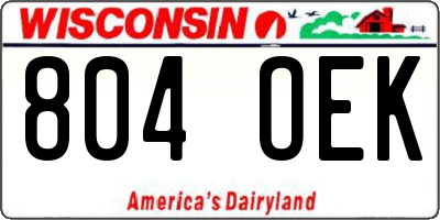 WI license plate 804OEK