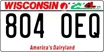 WI license plate 804OEQ
