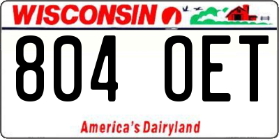 WI license plate 804OET