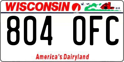 WI license plate 804OFC