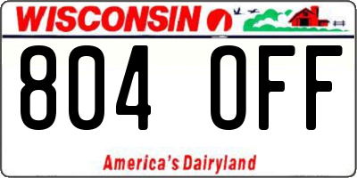 WI license plate 804OFF