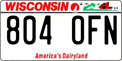 WI license plate 804OFN