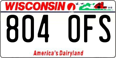 WI license plate 804OFS