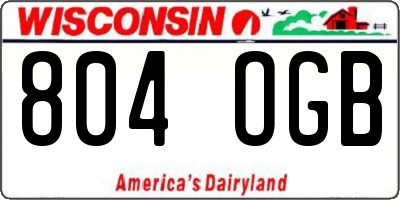 WI license plate 804OGB