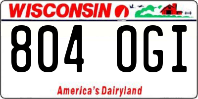 WI license plate 804OGI