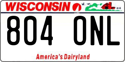 WI license plate 804ONL